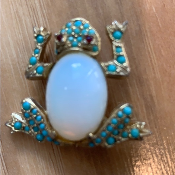 Jewelry Vintage Frog Pin With Gemstones Poshmark